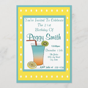 21st Birthday Tropical Drink Invitation