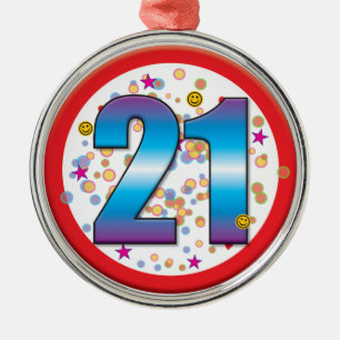 21st Birthday v2 Metal Tree Decoration