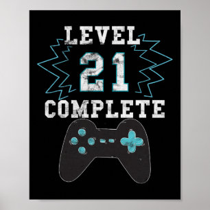 21st Birthday Video Game Humour Tee Funny Gamer Gi Poster