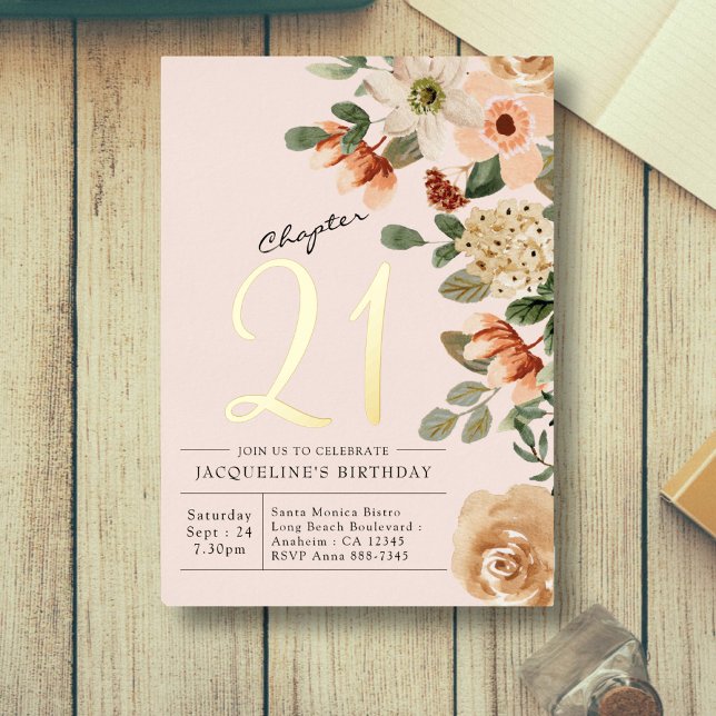 21st Birthday Vintage Floral Peach Chapter 21 (Creator Uploaded)