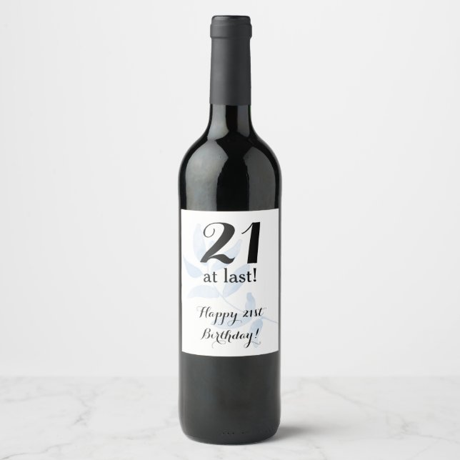 21st Birthday Watercolor Wine Label (Front)