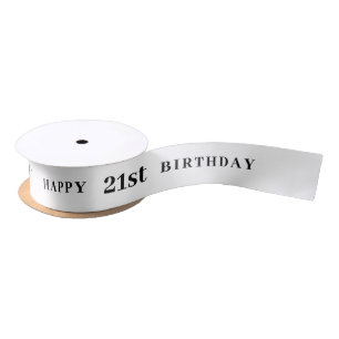 21st Birthday White Ribbon Satin Ribbon