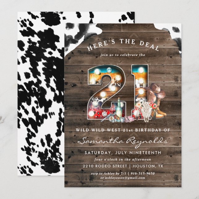21st Birthday | Wild West Cowboy Invitation (Front/Back)