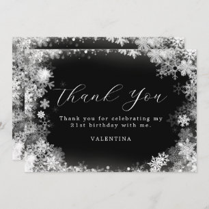 21st Birthday Winter Wonderland Snowflake Thank You Card
