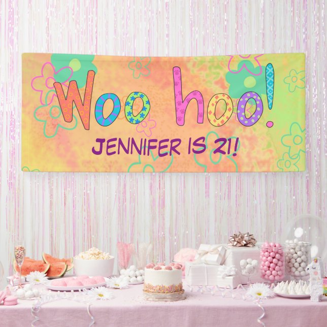 21st Birthday WooHoo Name Personalised Banner (Party)