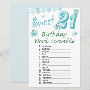 21st Birthday Word Scramble Game