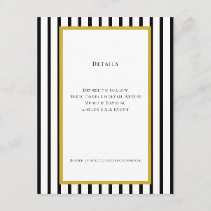 21st Black & Gold Birthday Details Card Insert
