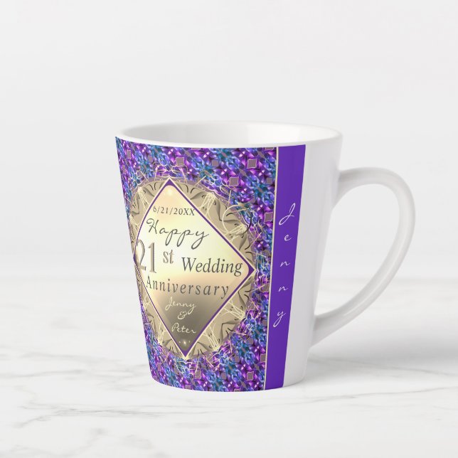 21st Brass Anniversary w/Iolite Latte Mug (Right)