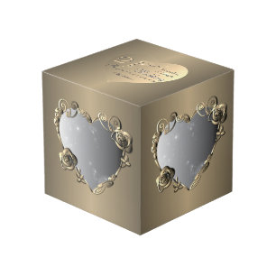 21st Brass & Bronze Anniversaries Rose 4 Photos Cube