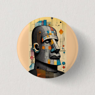 21st Century Moai - Ken Gauge Tiki Art 3 Cm Round Badge