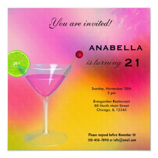21st Cocktail Birthday Invitation