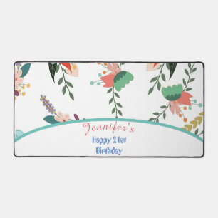 21st Colourful Floral Gift Birthday  Desk Mat