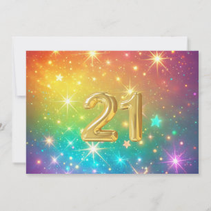 21st Colourful Rainbow star space  Holiday Card