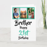21st happy birthday brother photo collage Card<br><div class="desc">🌶️ Put a smile on a face with this awesome 21st birthday brother photo collage card. - Simply click to personalise this design 🔥 My promises - This design is unique and is designed with you in mind 🙏 Thank you for supporting my small business - If you would like...</div>