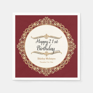 21st Happy Birthday Party Celebration Round Decor Napkin