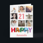 21st Happy Birthday Photo Collage Modern Pink Card<br><div class="desc">21st Happy Birthday Photo Collage Modern Pink Card with personalised name. For further customisation,  please click the "Customise it" button and use our design tool to modify this template.</div>