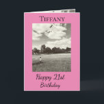 21st Inspiration Follow Your Dreams Birthday Card<br><div class="desc">Celebrate her 21st birthday with an encouraging card sending a “Follow Your Dreams” message,  The unique image of a girl flying a kite will delight your special woman. The bold pink,  black and white design sends a message of a positive future and best wishes for her journey in life.</div>