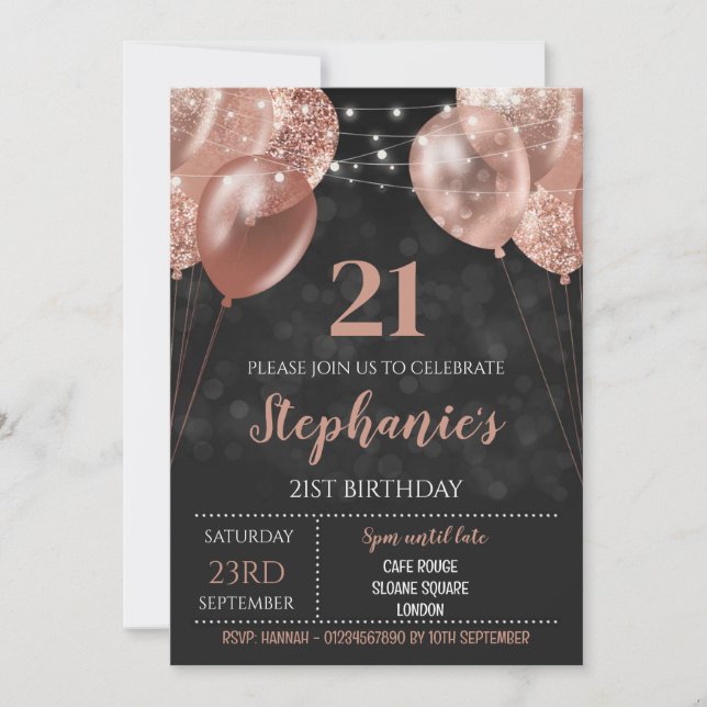 21st Invite Rose Gold Invitation (Front)