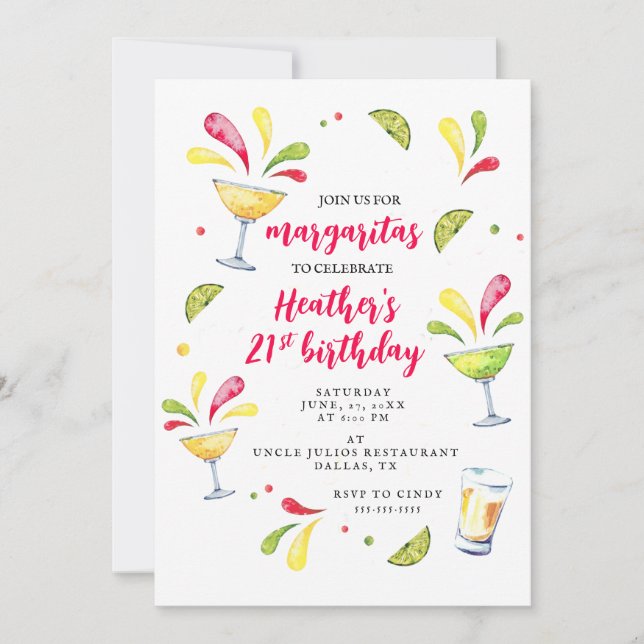 21ST Margarita Birthday Party Invitation (Front)