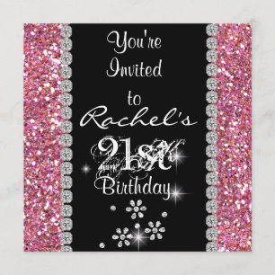 21st PINK Birthday Party Invitation BLING