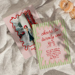21st Pink Hand Drawn Colourful Photo Birthday  Invitation<br><div class="desc">If you looking for a elegant and easily edited unique birthday 21st invitation, this one is perfect for you. As you see, it features red hand written script with whimsical cheers to twenty one on pink background. And red hand drawn champagne and martini glasses on cheers mode. Inside a pink...</div>