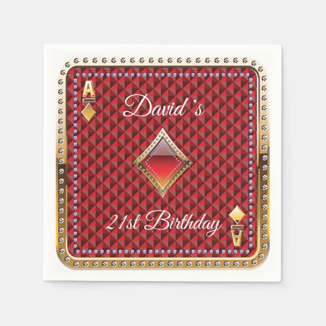 21st Poker Playing Card Casino Birthday Napkins (Front)