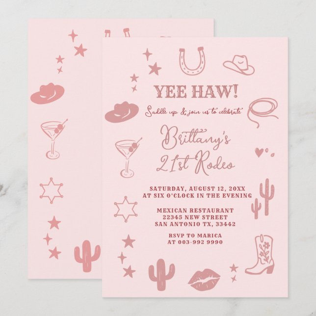 21st Southwestern Ranch Birthday Party Invite (Front/Back)