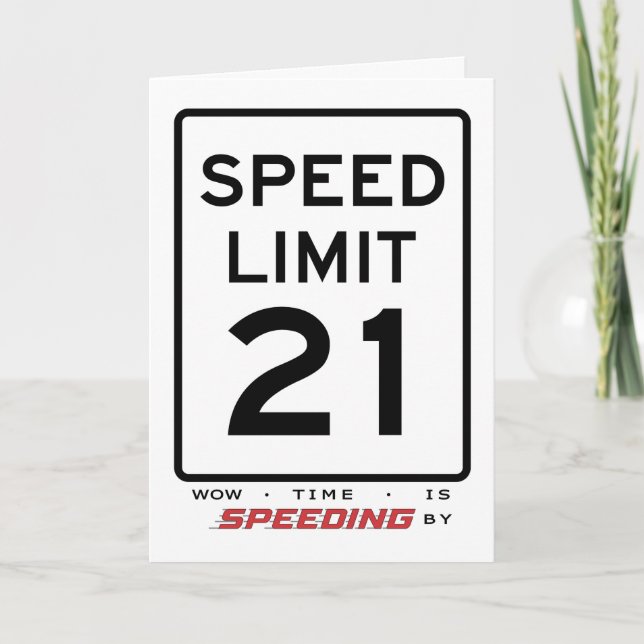 21st Speed Limit Birthday Card (Front)