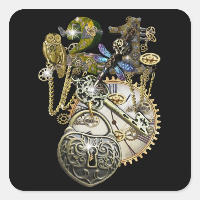 21st Steampunk Birthday Square Sticker (Front)