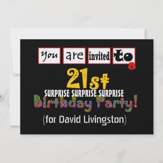 21st SURPRISE Birthday Party Invitation Template (Front)