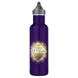 21st Wedding Anniversary Brass Iolite 710 Ml Water Bottle
