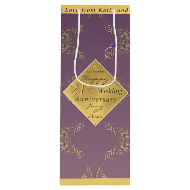 21st Wedding Anniversary Brass & Iolite Gift Bag (Front)