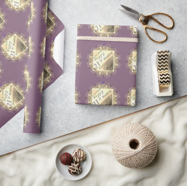 21st Wedding Anniversary/Custom Event Brass Iolite Wrapping Paper (Crafts)