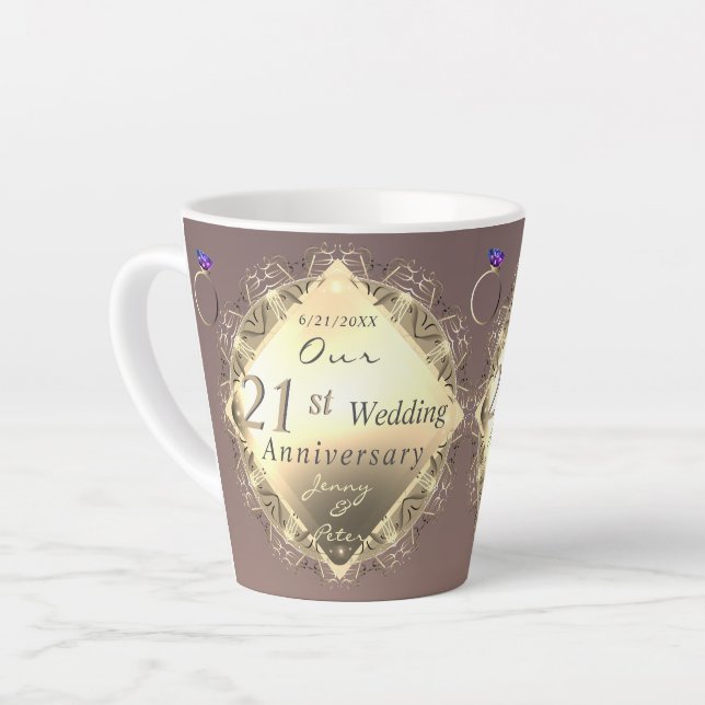 21st Wedding Anniversary Iolite& Brass Mug (Left Angle)