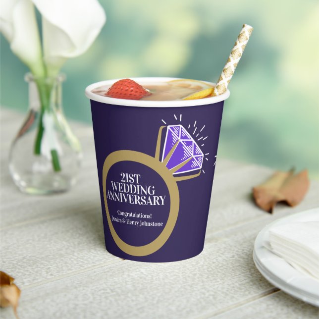  21st wedding anniversary iolite fun facts purple paper cups (Insitu)