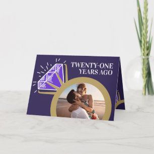 21st wedding anniversary now then photo card