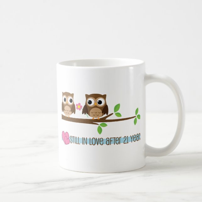 21st Wedding Anniversary Owls Coffee Mug (Right)