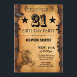 21st Western Birthday Invitation<br><div class="desc">21st Western Birthday Invitation. Cowboy Horse Wild West Theme Birthday Party. Rustic Wood Country Background. For further customisation,  please click the "Customise it" button and use our design tool to modify this template.</div>
