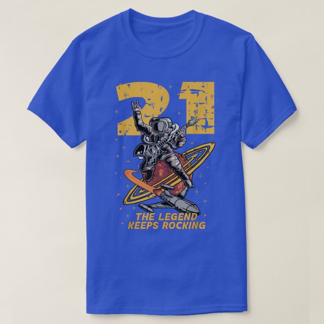 21th birthday legend astronaut guitar rocks 21 yea T-Shirt (Design Front)