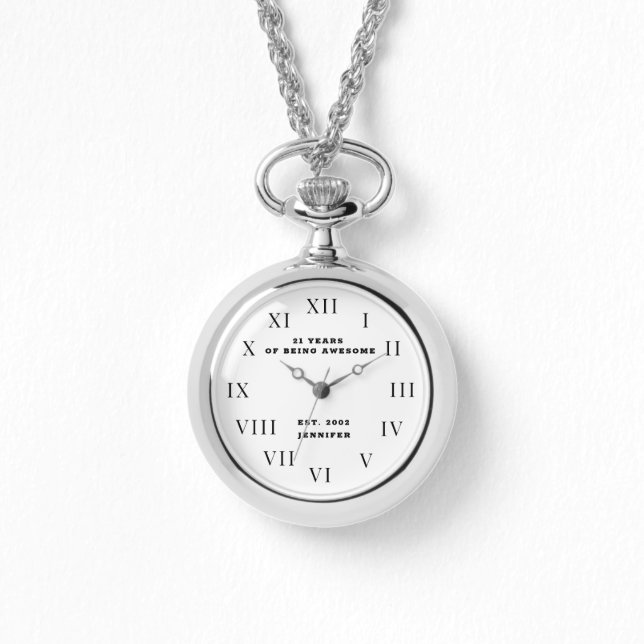 21th Birthday Twenty One Funny Silver Watch (Front)