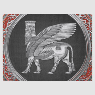 [220] Assyrian Winged Bull - Silver Lamassu Tissue Paper