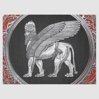 [220] Assyrian Winged Lion - Silver Lamassu Tissue Paper