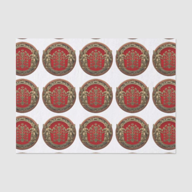 [220] Two Gold Ninurtas with Tree of Life Tissue Paper (Front)