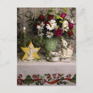 2218 Floral Still Life Christmas Holiday Postcard