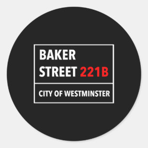 221B-Street Baker Style Of A London Uk W1 Street S Classic Round Sticker
