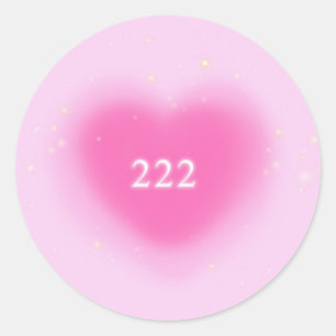 222 Modern Pink Heart Aesthetic Angel Number Classic Round Sticker