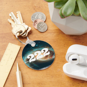 222 Universe Angel Number Galaxy Manifestation Key Ring