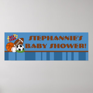 22.5"x7.5" Personalised Banner All Star Blue Poster