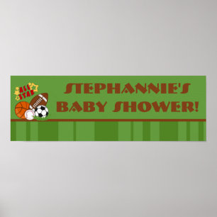 22.5"x7.5" Personalised Banner All Star Green Poster