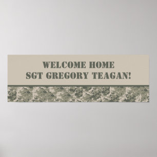 22.5"x7.5" Personalised Banner ARMY ACU Camo Poster